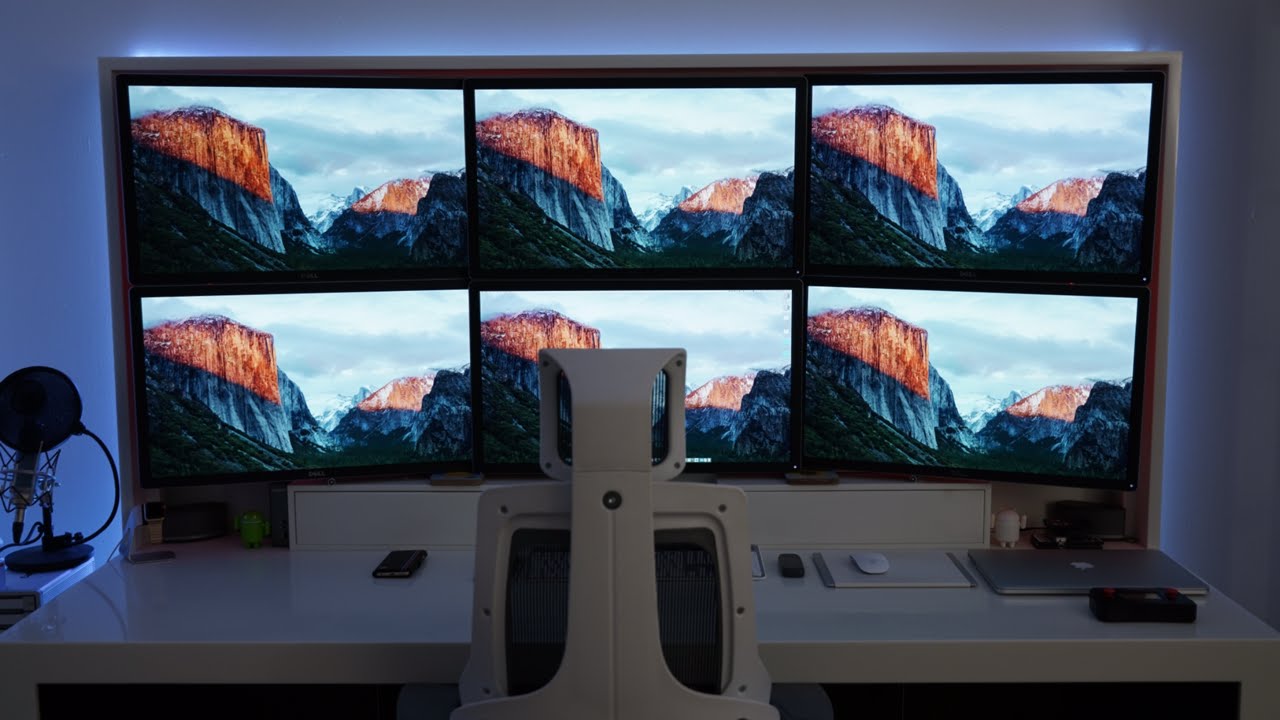 4 экрана в монитор. Mac Pro с 3 мониторами.